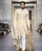 Cream raw silk sherwani with embroidered dupatta
