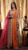 Mint-green-embridered-gown-with-orange-brocade-dupatta