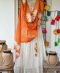Offwhite anarkali with vintage check embroidered dupatta