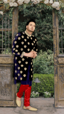 Wedding Sherwani in velvet and silk