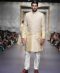 raw silk sherwani with tone on tone embroidery