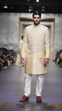 raw silk sherwani with tone on tone embroidery