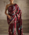 A Burgundy Chamois Silk Saree Adorned with Sequence Mosaic Embroidery