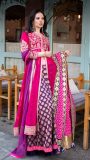 Brocade purple lehnga with dori embroidered long jacket and heavy embroidered magenta dupatta