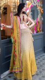 Chicken kaari mustard shaded lehnga with dupatta