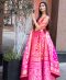 Fuschia pink shaded Banarasi lehenga with broad dupatta