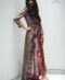Long Kalamkaari georgette flared dress with zardozi work and handmade tassels combined with old rose silk trouser