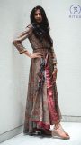 Long Kalamkaari georgette flared dress with zardozi work and handmade tassels combined with old rose silk trouser