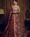 Maroon bird embroidery lehnga with beige blouse and maroon heavy embrodered dupatta