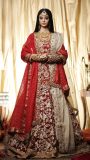 Maroon bridal lehnga with red and ivory dupatta