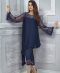 Midnight blue assymetrical kurti with cigarette trousers