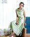 Mint green cowl neck dress embedded with French knot, in Chanderi silk