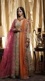 Mint-green-embridered-gown-with-orange-brocade-dupatta