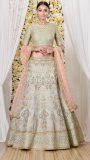 Mint green heavy emb lehnga with pink dupatta