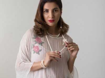 Offwhite Cape with Pink Slip