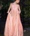 Pastel pink heavy embroidered offshoulder gown