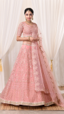 Pink all over embroidered bridal lehnga