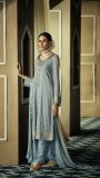 Powder blue heavy embroidered salwar kameez
