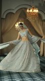 Powder blue lehnga choli with all over embroidery