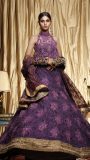 Purple halter top with embroidered lehenga