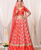 Red banarasi lehnga with embroidered dupatta