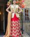 Red rawsilk lehnga with threadwork