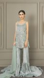Taupe embroidered formal kurti and sharara