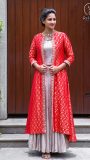 Benarasi long jacket with detailed hand embroidery