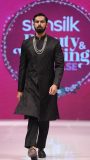 Black Sherwani with scattered embroidery