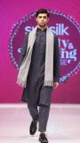 Blue and Grey Wool Kurta and Trouser with Scarf