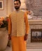 Canary Yellow Motif-Kissed Mens Waistcoat