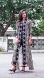 Kalamkaari long jacket with velvet border
