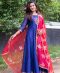 Maheshwari silk anarkali paired with kota silk dupatta