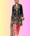 Navy Blue Velvet Kameez Paired with Vibrant Pink Shalwa
