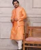 Orange Waistcoat For Men With Mirror Work