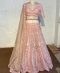 Rexine patch work on organza silk fabric Lehenga