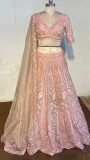 Rexine patch work on organza silk fabric Lehenga