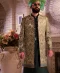 Short Front Open Mirror Embroidered Sherwani