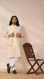 kurta pajama, and waistcoat with fine mirrors embroidery