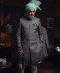 Coral Black Sherwani with White Inner Suit Paired with Light Blue Turban