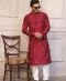 Carmine Red Kurta With Front Motifs