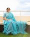 Designer Saree with checked collar blouse