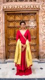 Munga silk angrakha style anarkali by Ritika