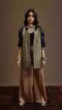 Two Piece Open Front Jacket with Wide Leg Pants