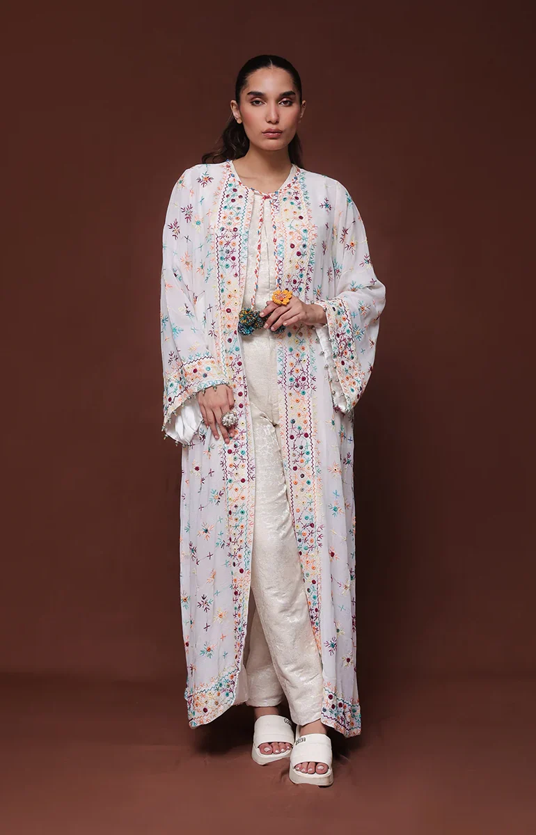 White jacket in Chiffon Georgette