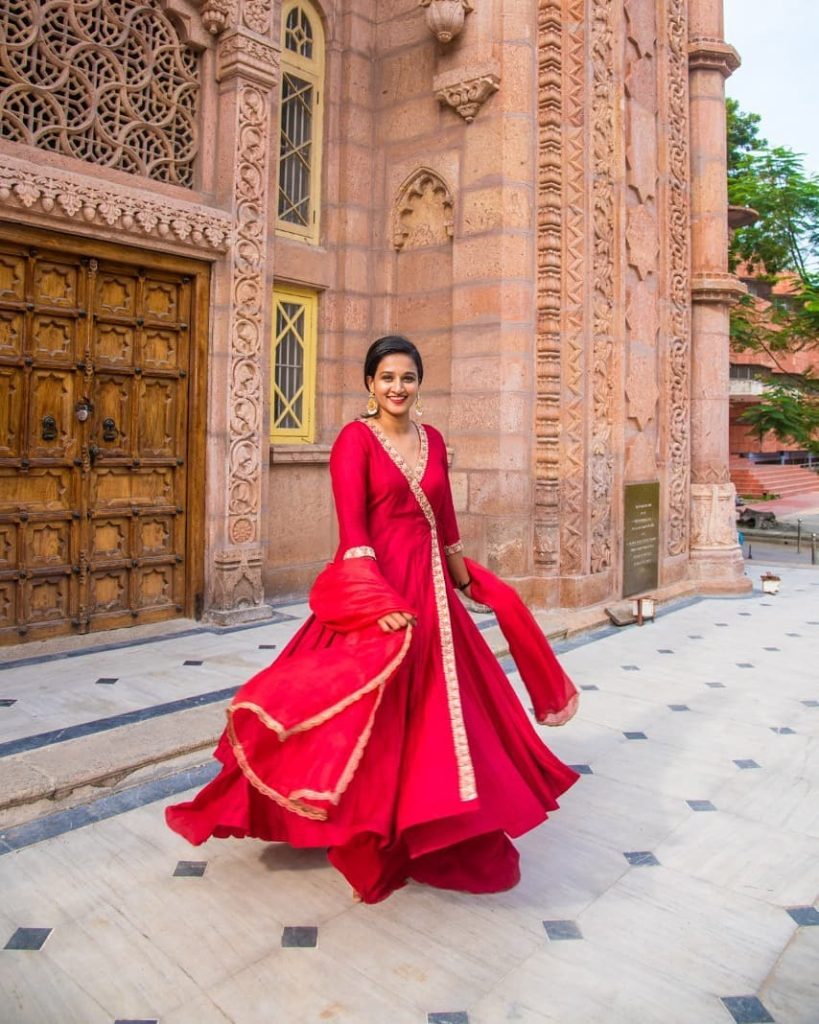 silk angrakha style anarkali