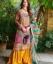 3 piece set with Mustard Silk Bottom and Multi Organza Dupatta