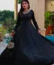 Black Sequin-Embroidered Net Peshwas with Organza Dupatta by Huma Adnan