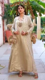 Golden Jamawar Gown by Huma Adnan