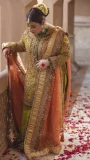 Mustard and Apple Green Mehndi Outfit by Lajwanti